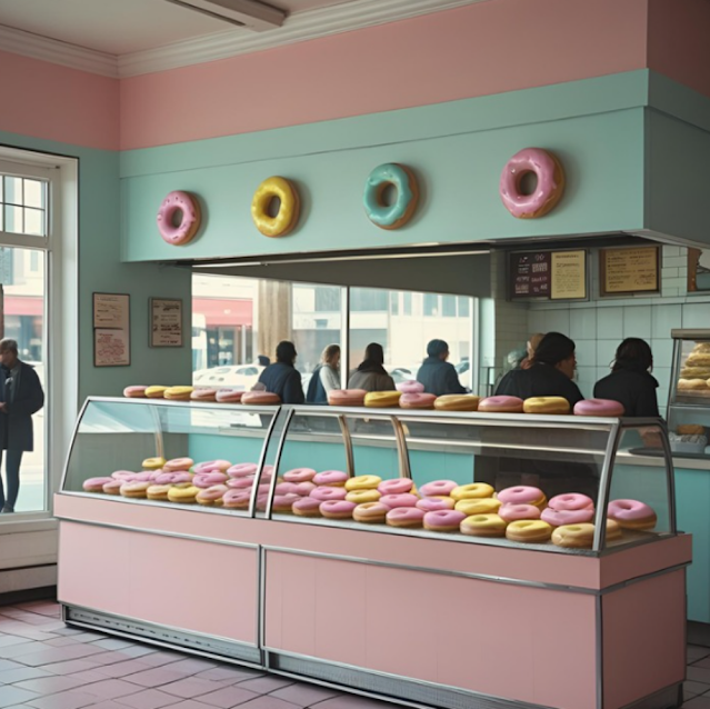 인기가 치솟자 노티드 도넛은 매장 수를 빠르게 늘렸습니다